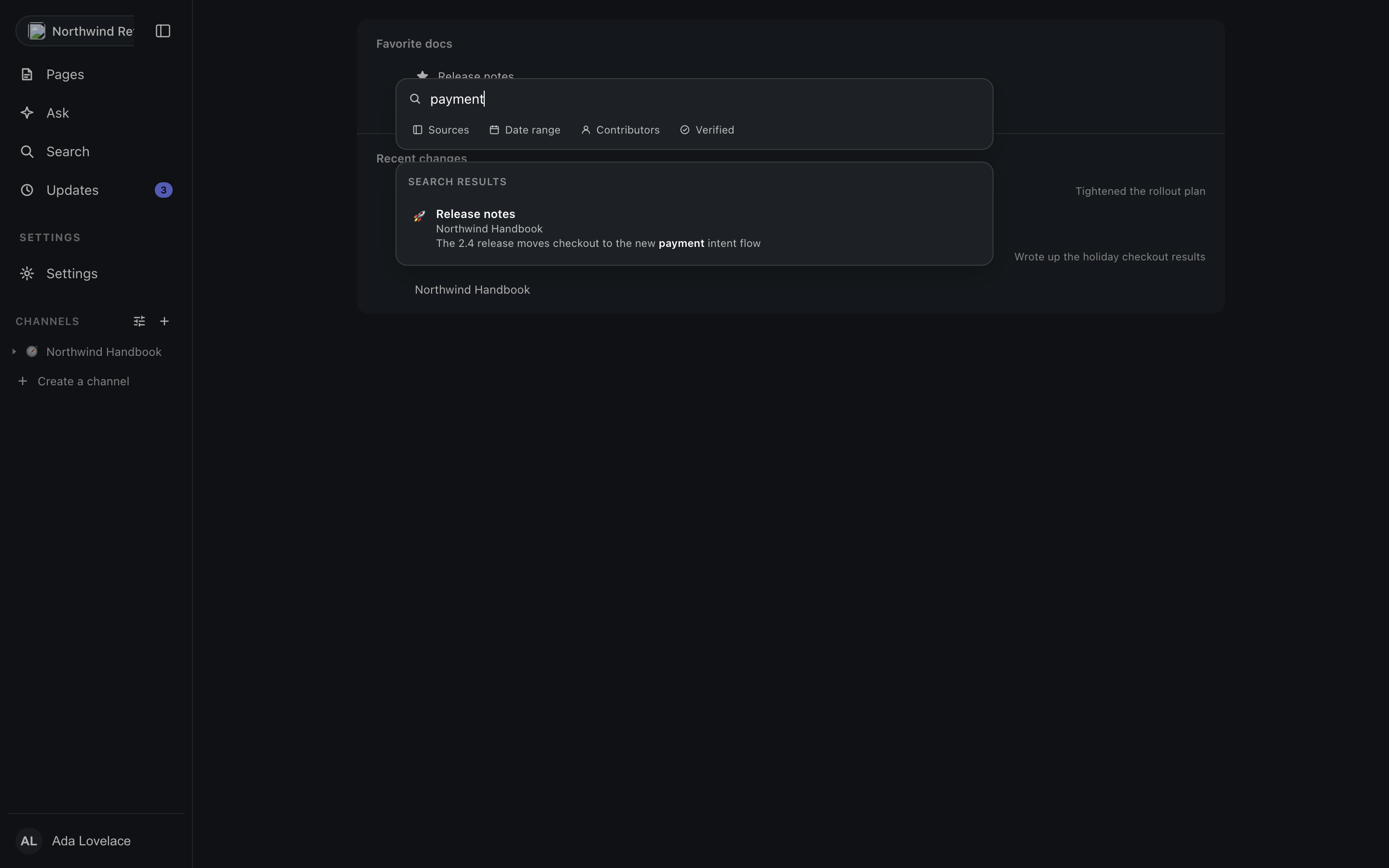 The search palette over the console, dark theme