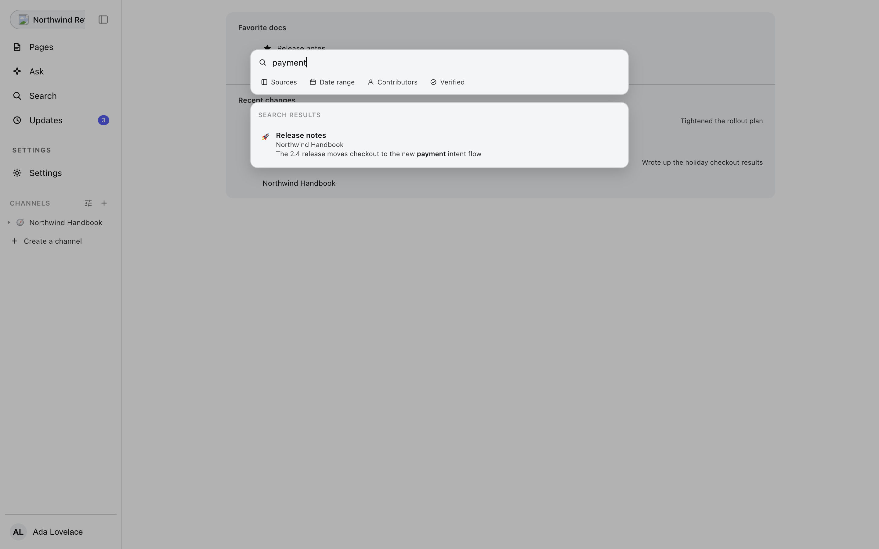 The search palette over the console